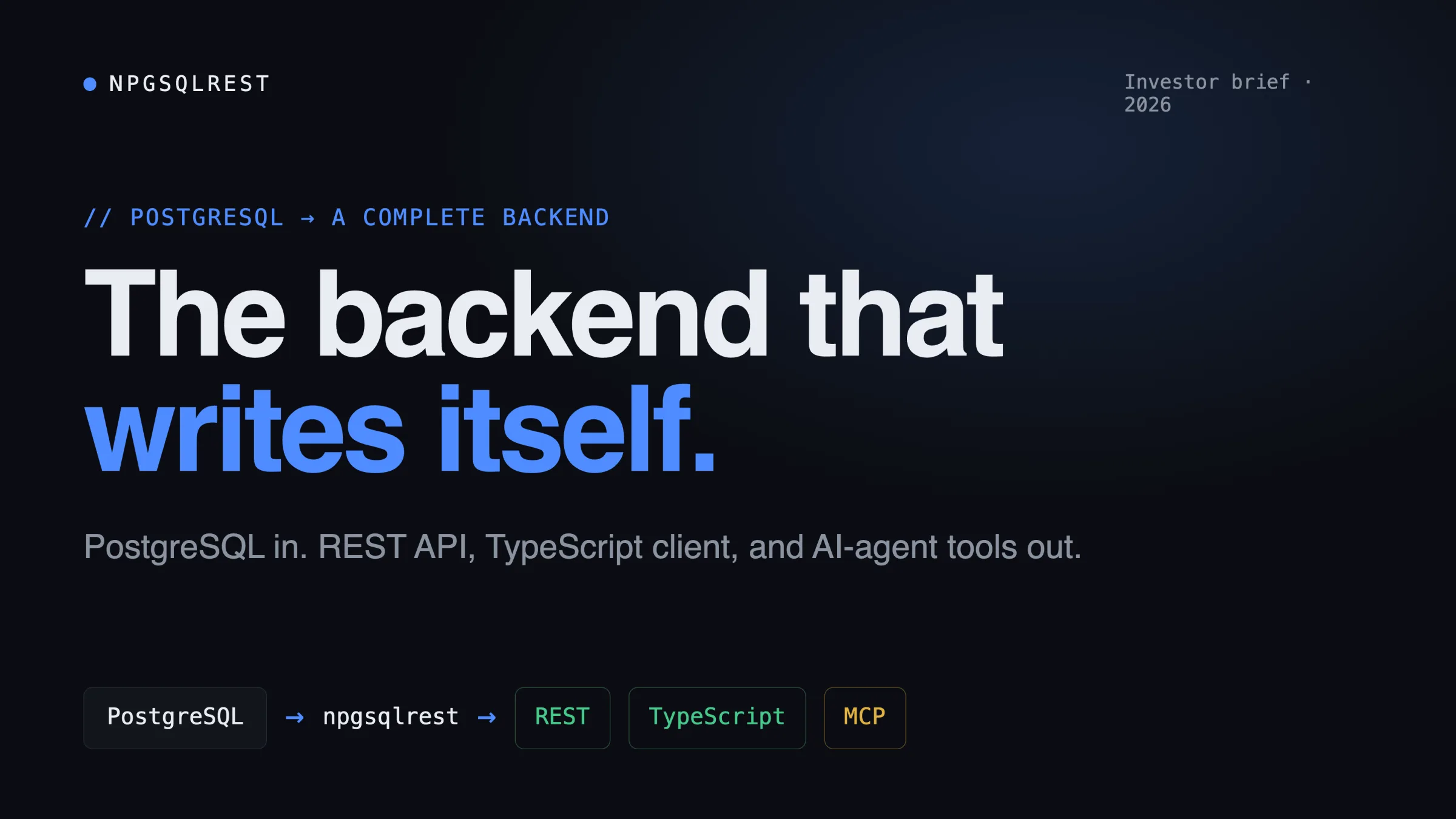 Slide 1: The backend that writes itself โ title